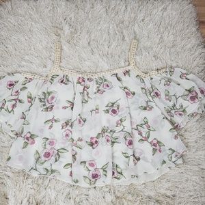 Women's Off Shoulder Floral Print Crop Top Floral